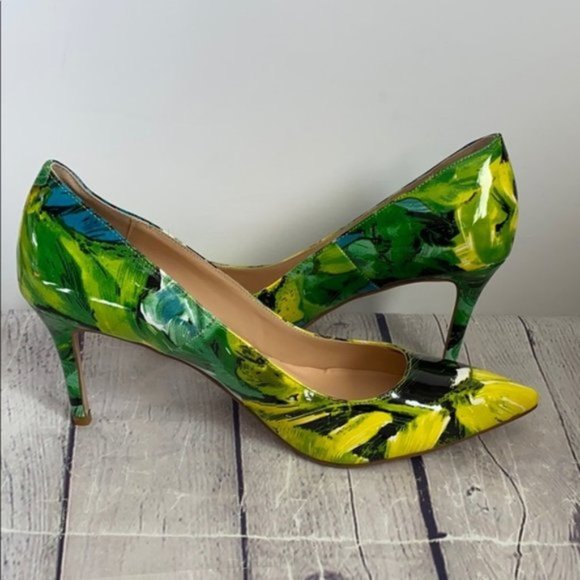 YDN Shoes - YDN Tropical Print Patent Leather Heels Sz 11